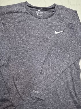 Nike Swim Dri-FIT Heather Gray Long Sleeve Hydroguard UPF 40+ Large